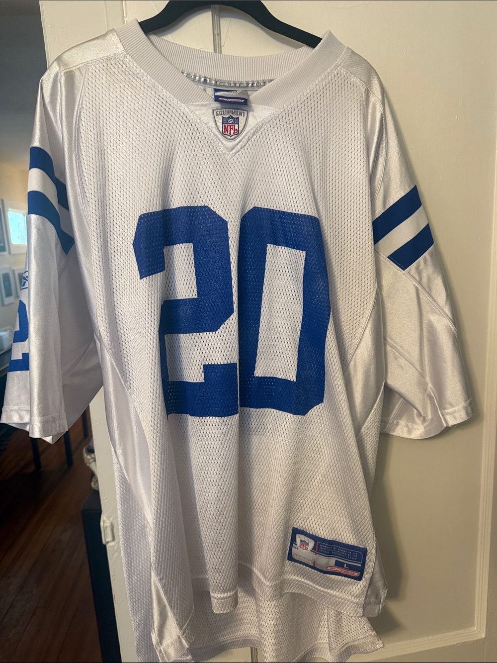 Vintage Reebok NFL White and Blue #20 Mike Doss Men's Mesh Football Jersey Large